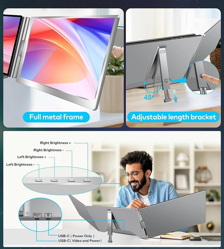 FOPO 14" Desktop Triple Screen Extender S688