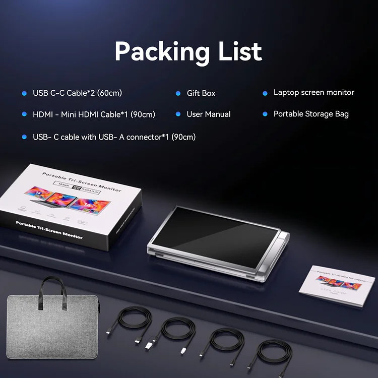 FOPO 14" Desktop Triple Screen Extender S7