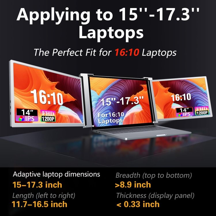 FOPO 14" Hanging Triple Screen Extender S15 Grey
