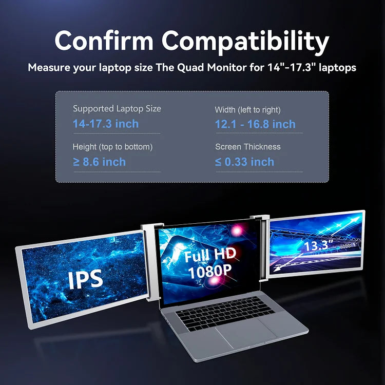 FOPO 13.3" Hanging Triple Screen Extender S16